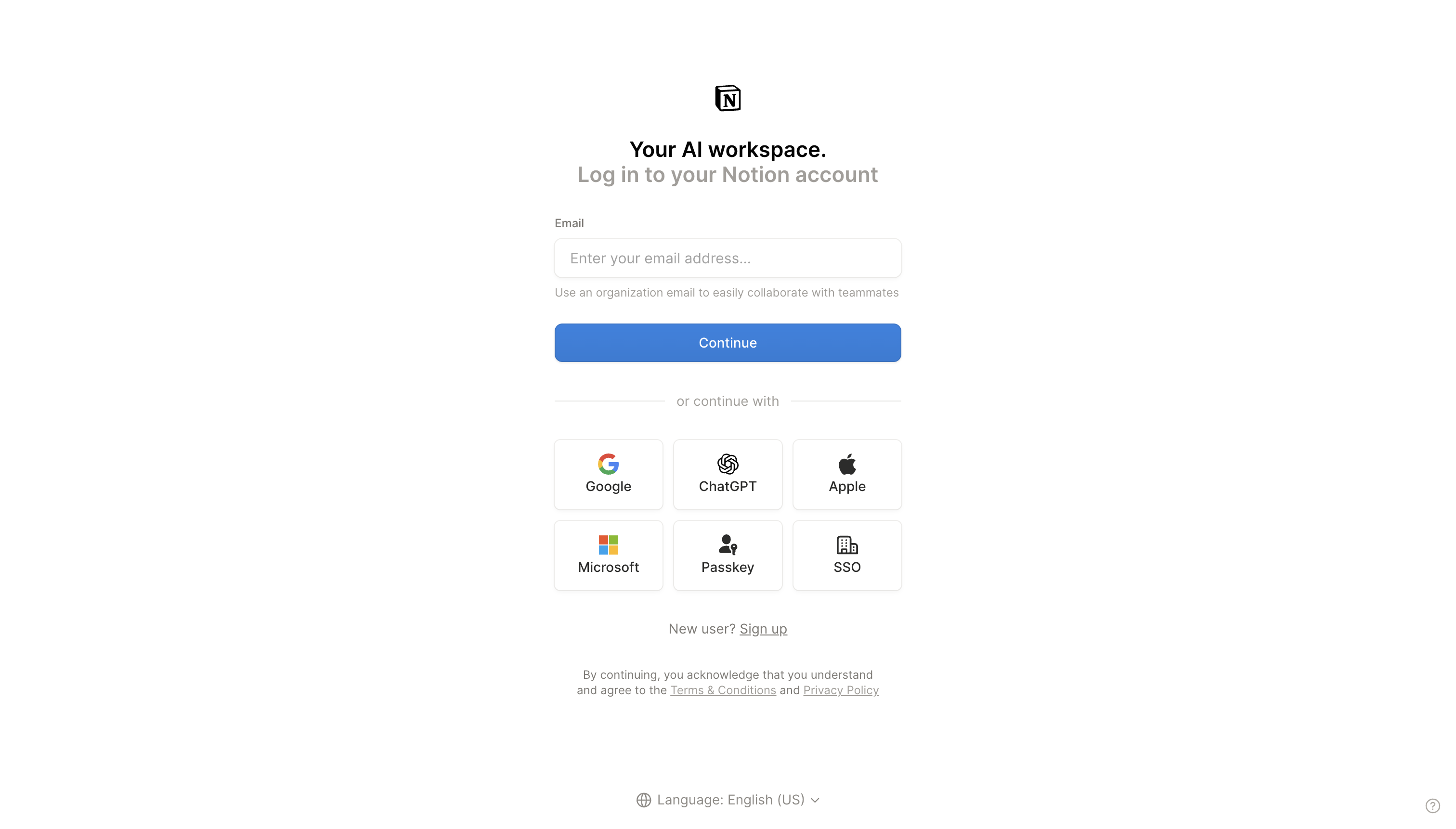 Log in to Notion Account